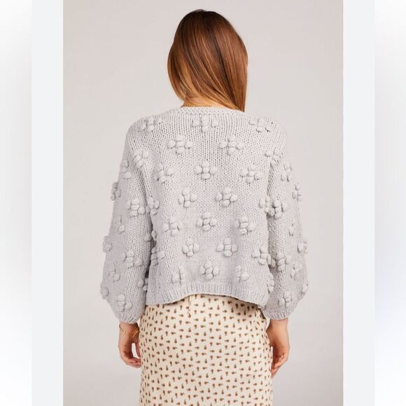 Callahan Knitwear Bisou Puff Sleeve Cardigan in Grey S - Picture 14 of 15